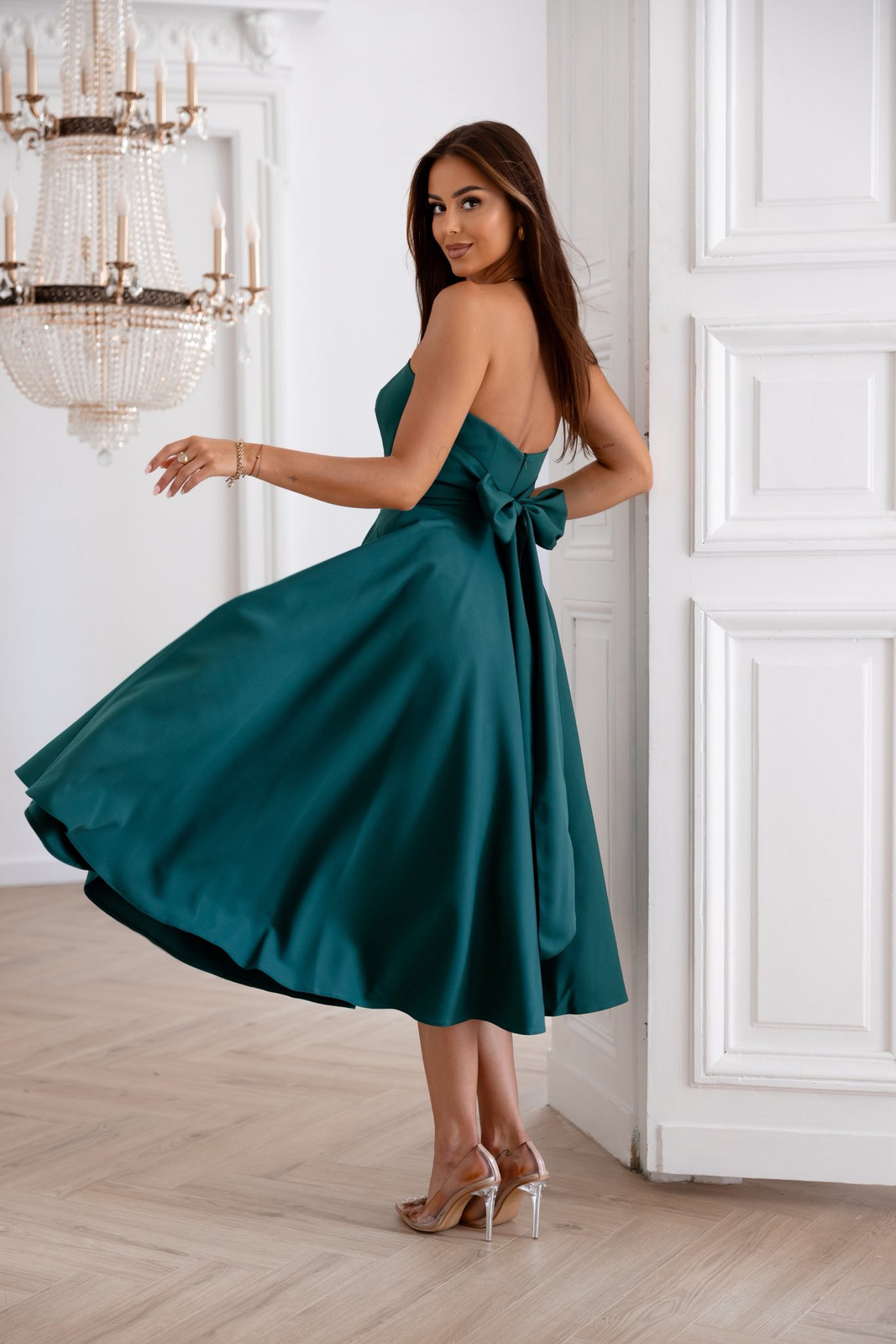 Elegancka gorsetowa midi Sukienka Asti zielony