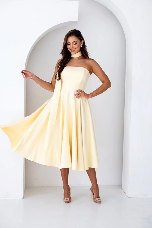 Elegancka gorsetowa midi Sukienka Asti żółty