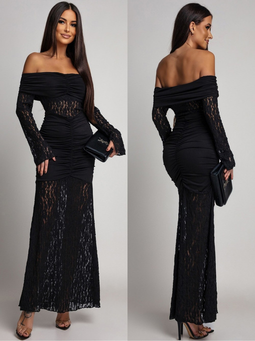 SUKIENKA MAXI HISZPANKA Z KORONKĄ Hannah CZARNA