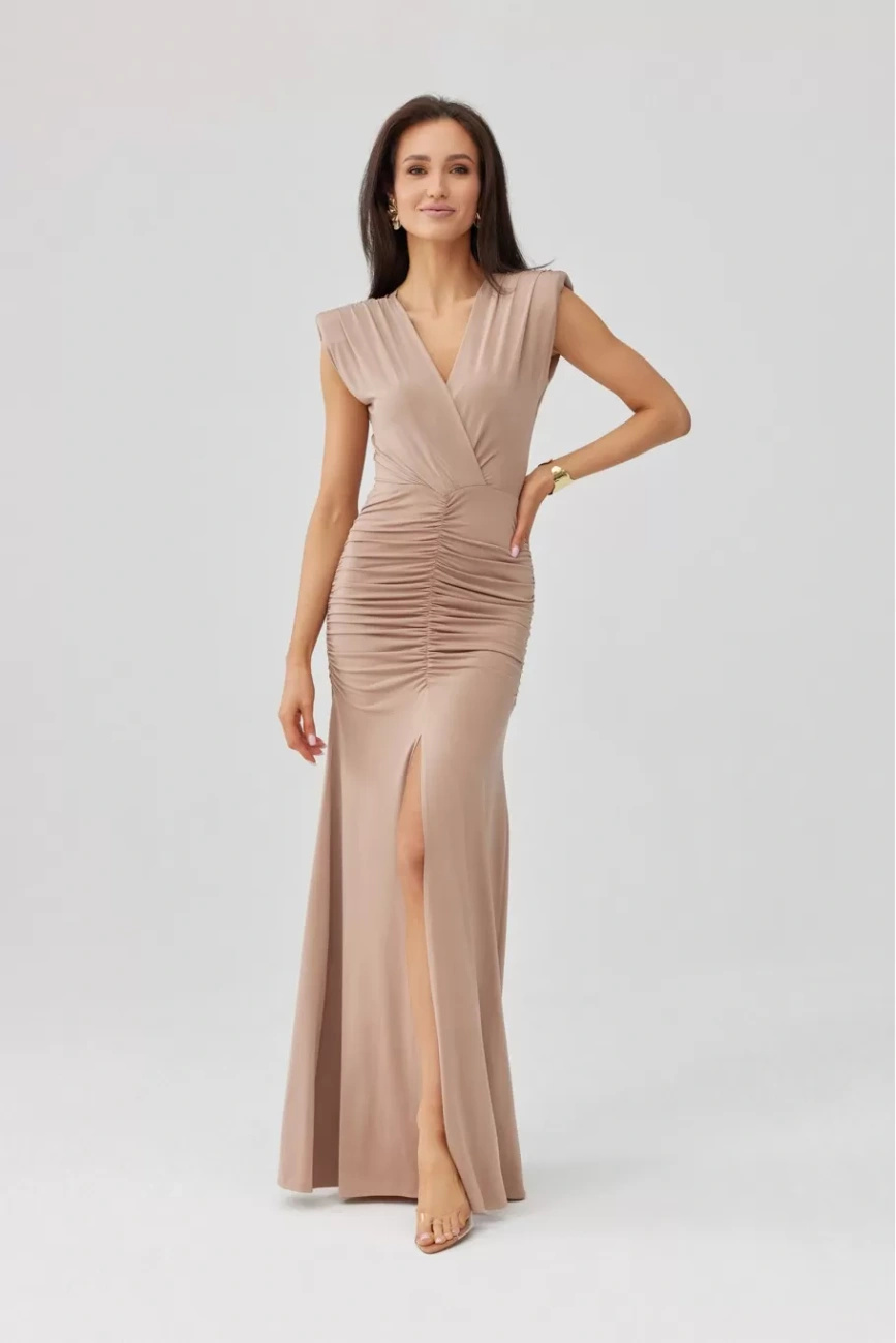 Noelia - sukienka maxi w kolorze cappuccino