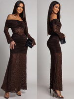 SUKIENKA MAXI HISZPANKA Z KORONKĄ Hannah czekoladowa