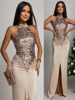 ELEGANCKA SUKIENKA MAXI Z CEKINAMI Iman  Złota