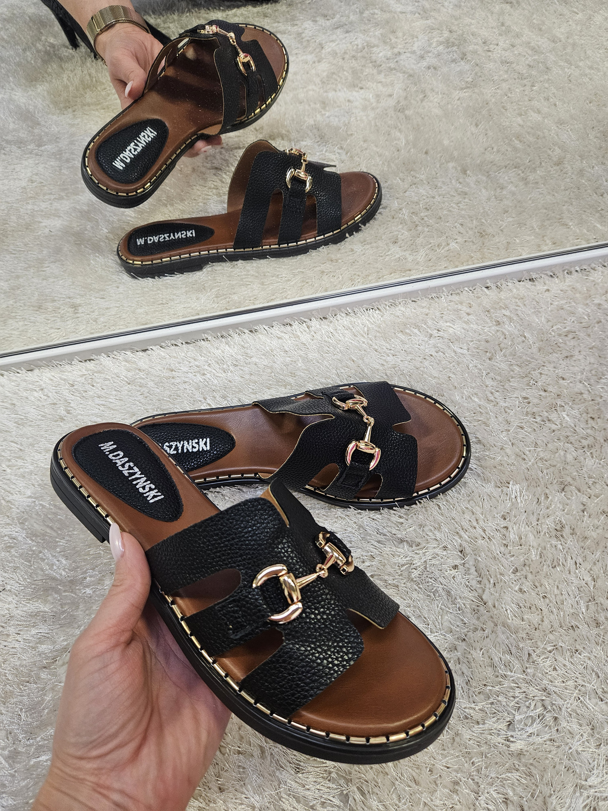 Klapki Suzi eko skóra czarne