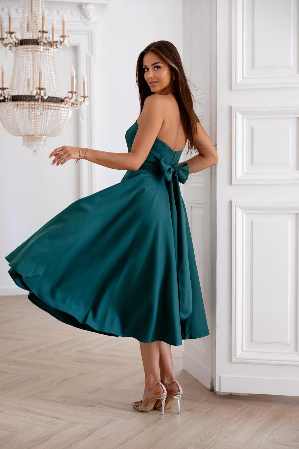 Elegancka gorsetowa midi Sukienka Asti zielony