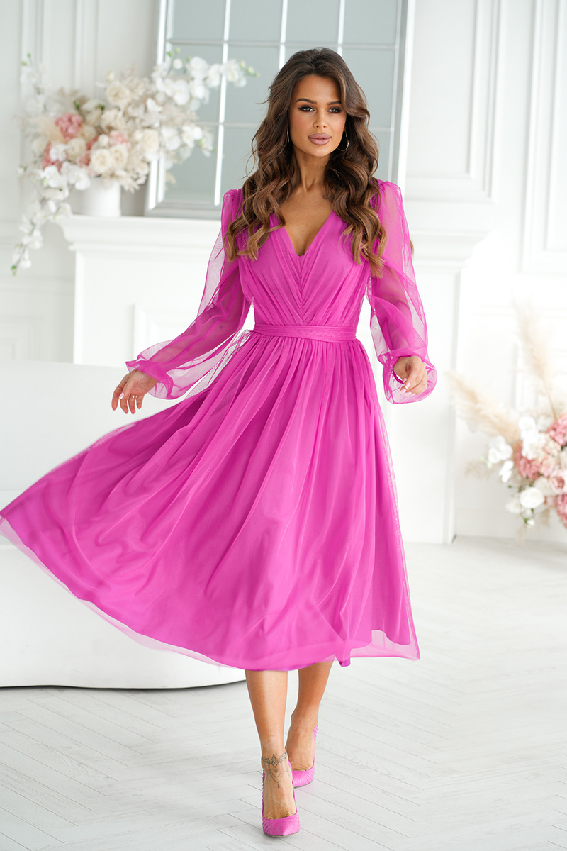 Elegancka SUKIENKA MIDI Z BROKATOWĄ SIATKĄ- biskupi