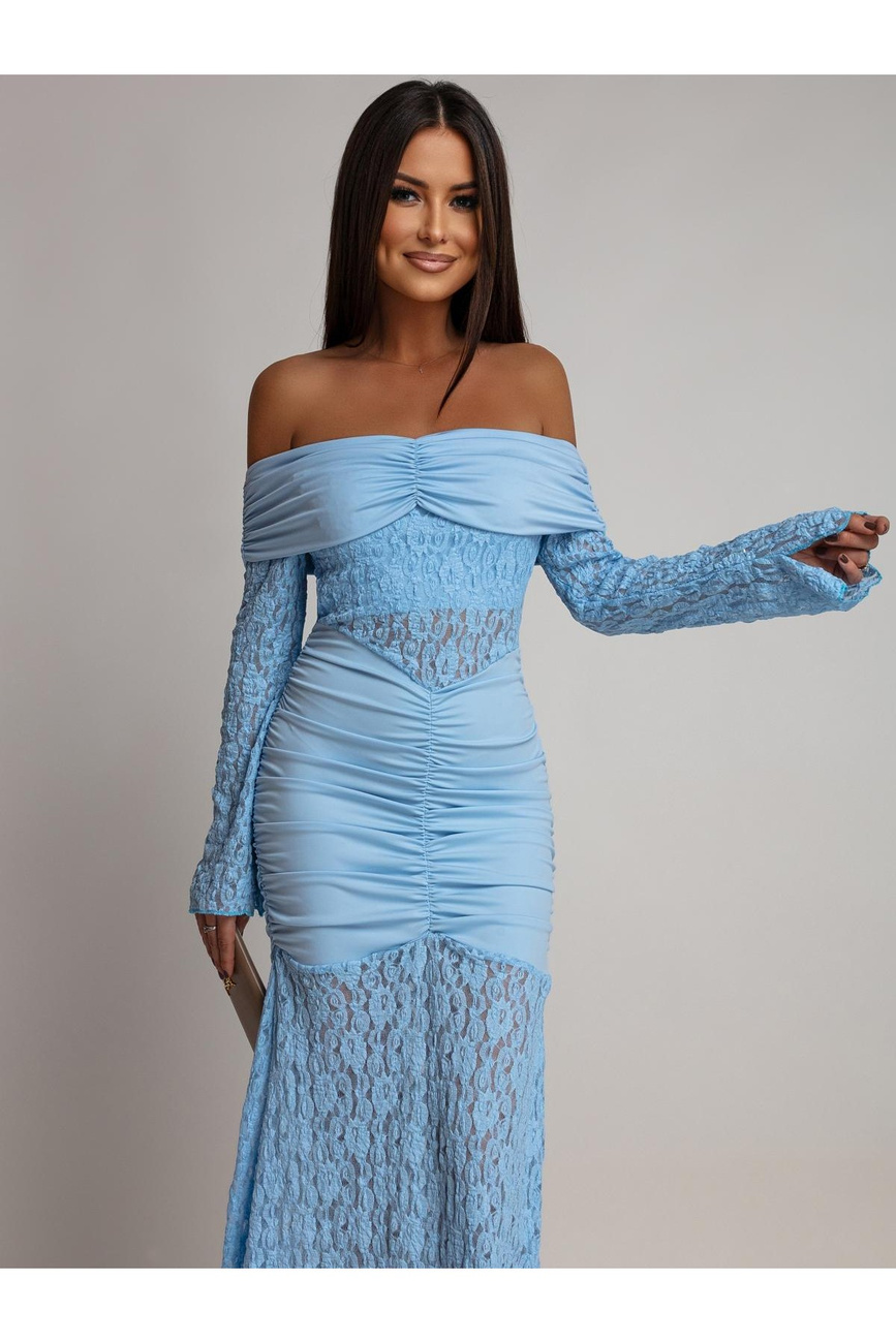 SUKIENKA MAXI HISZPANKA Z KORONKĄ Hannah niebieska