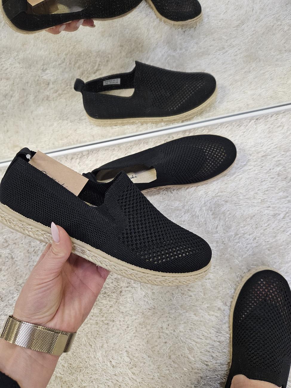 Damskie espadryle płaski obcas czarne 