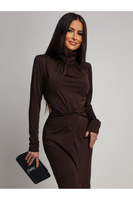 ELEGANCKA SUKIENKA MAXI Z Wycięciem Vella  czekoaldowa