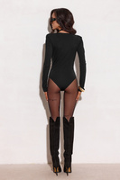 BODY DIANA Z WISKOZY Z PASKIEM Z OZDOBNĄ RÓŻĄ czarne
