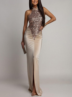 ELEGANCKA SUKIENKA MAXI Z CEKINAMI Iman  Złota