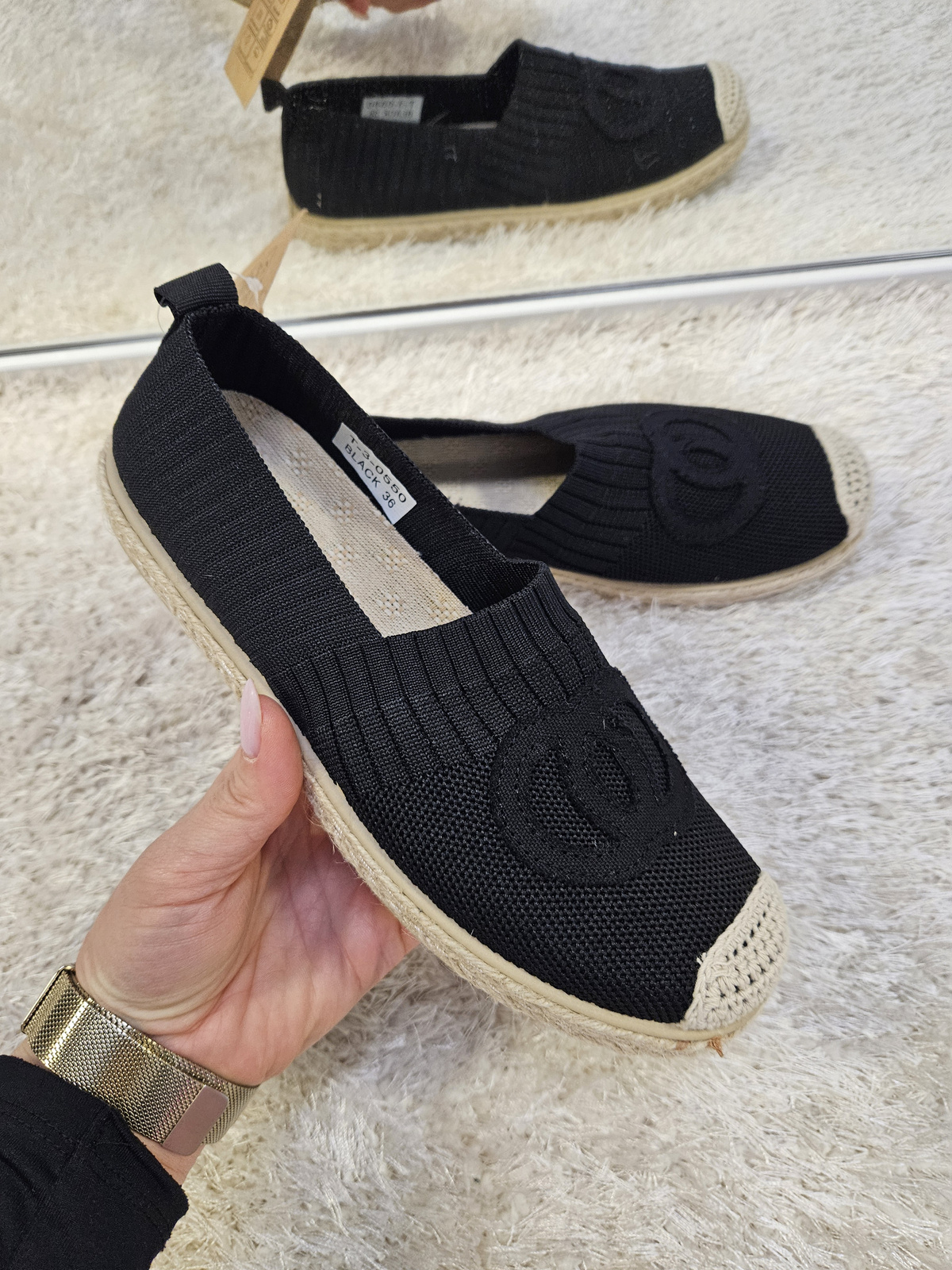 Damskie espadryle płaski obcas czarne 