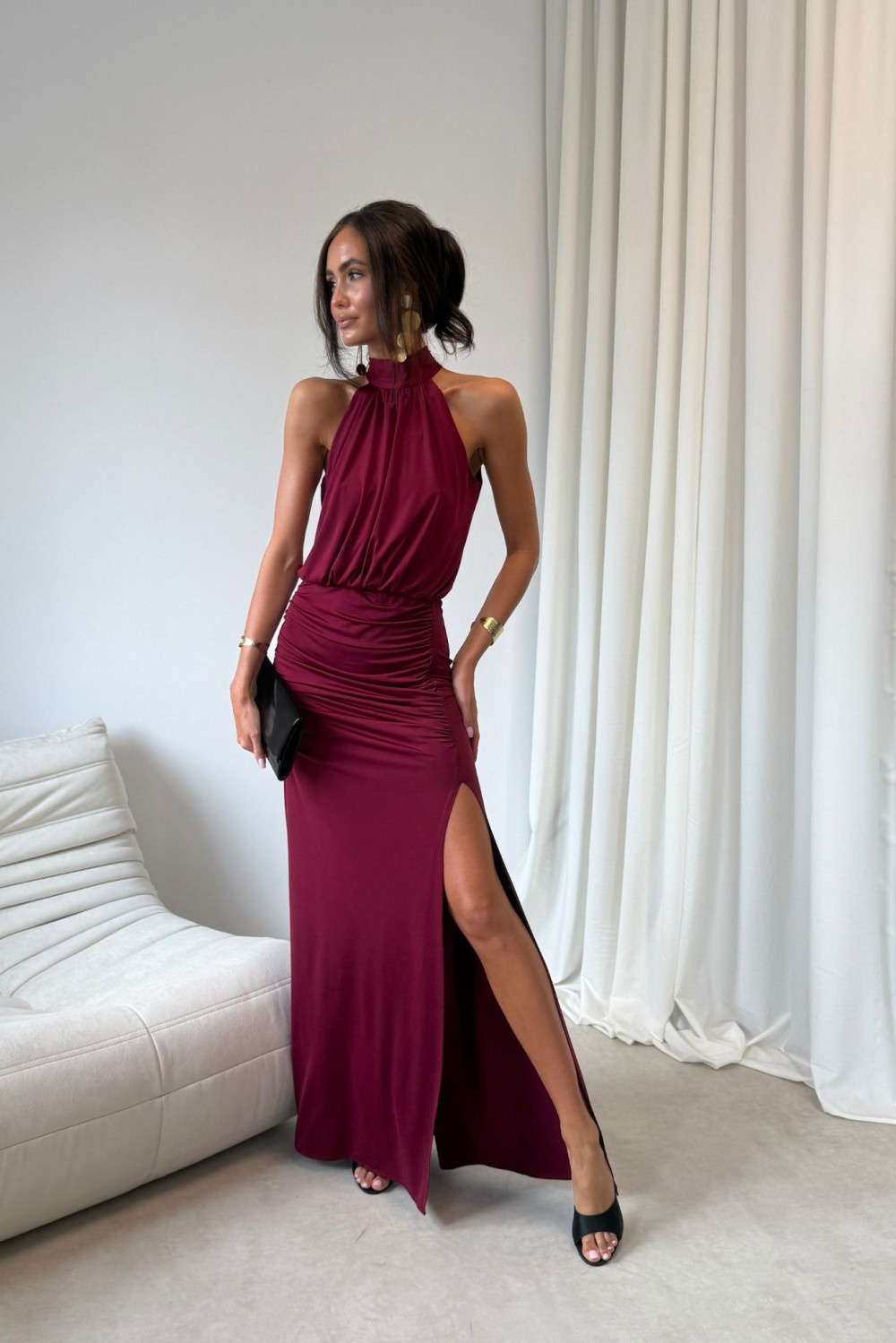Maelis - sukienka maxi w kolorze bordowym