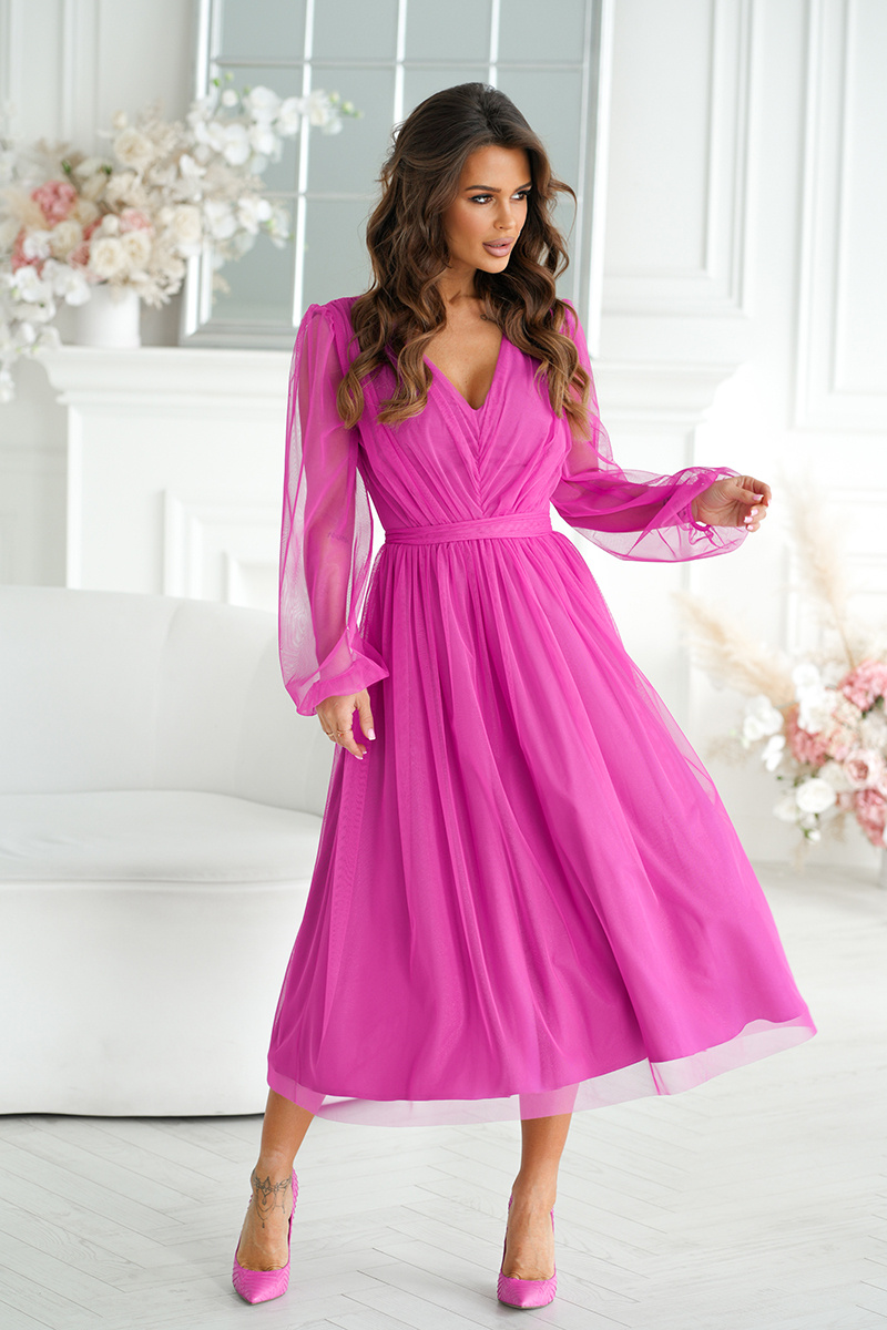 Elegancka SUKIENKA MIDI Z BROKATOWĄ SIATKĄ- biskupi