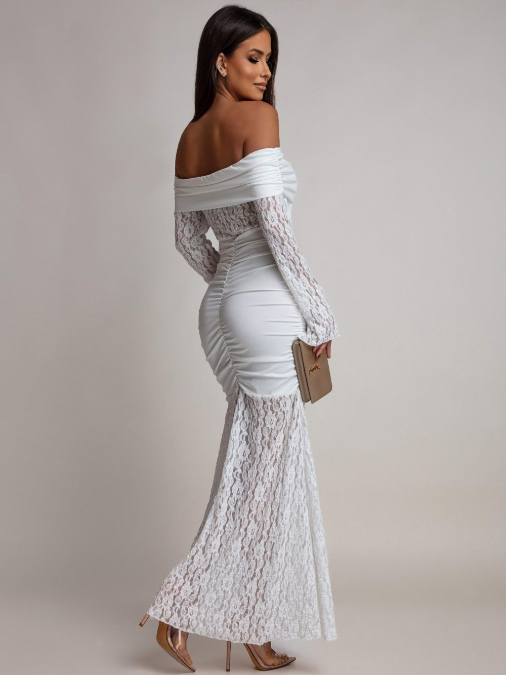 SUKIENKA MAXI HISZPANKA Z KORONKĄ Hannah biała