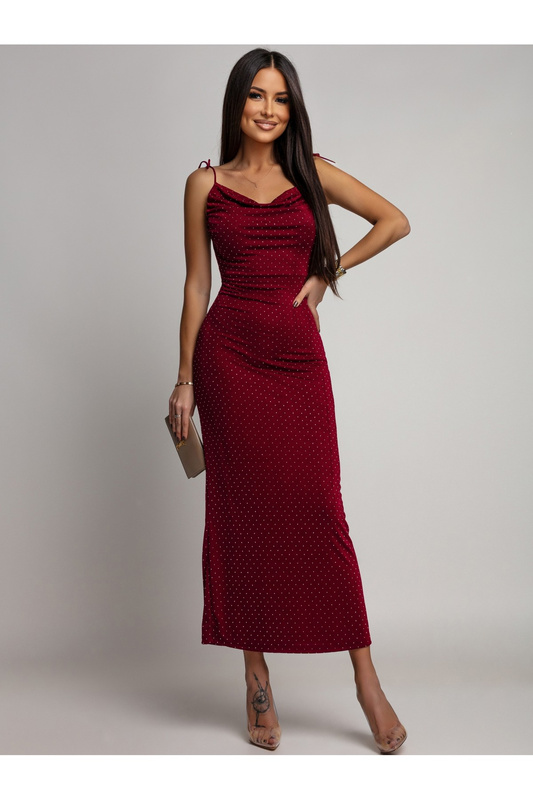 Elegancka Maxi Sukienka z odkrytami plecami Angela bordowy