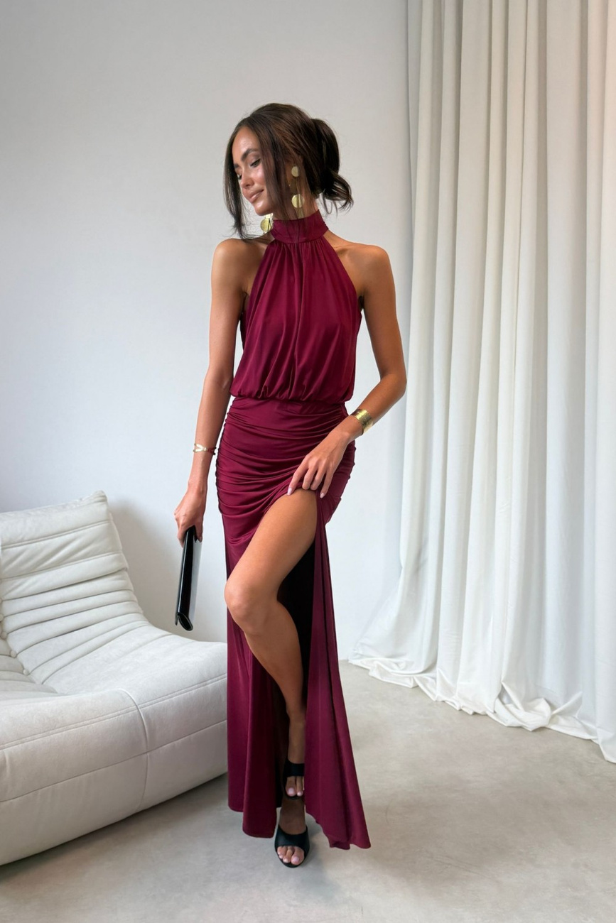 Maelis - sukienka maxi w kolorze bordowym