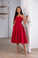 Elegancka gorsetowa midi Sukienka Anabel czerwony