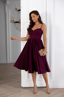 Elegancka  midi Sukienka na ramiączkach Chantel  burgund