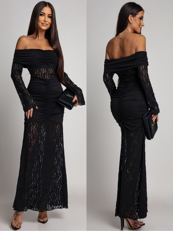 SUKIENKA MAXI HISZPANKA Z KORONKĄ Hannah CZARNA