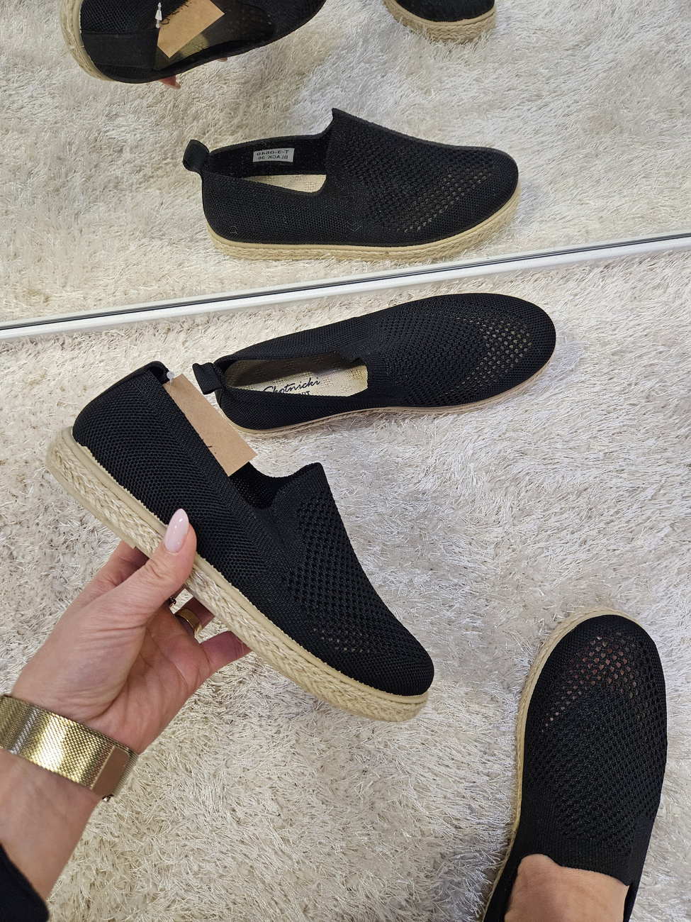 Damskie espadryle płaski obcas czarne 