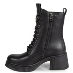Botki damskie ze skóry naturalnej wysokie sznurowane na klocku czarne