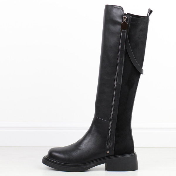 Eleganckie Kozaki ze Skóry Naturalnej czarne