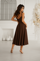 SUKIENKA MIDI NA RAMIĄCZKACH-  czekolada