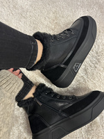 Botki damskie sneakersy ocieplane ze skóry naturalnej czarne