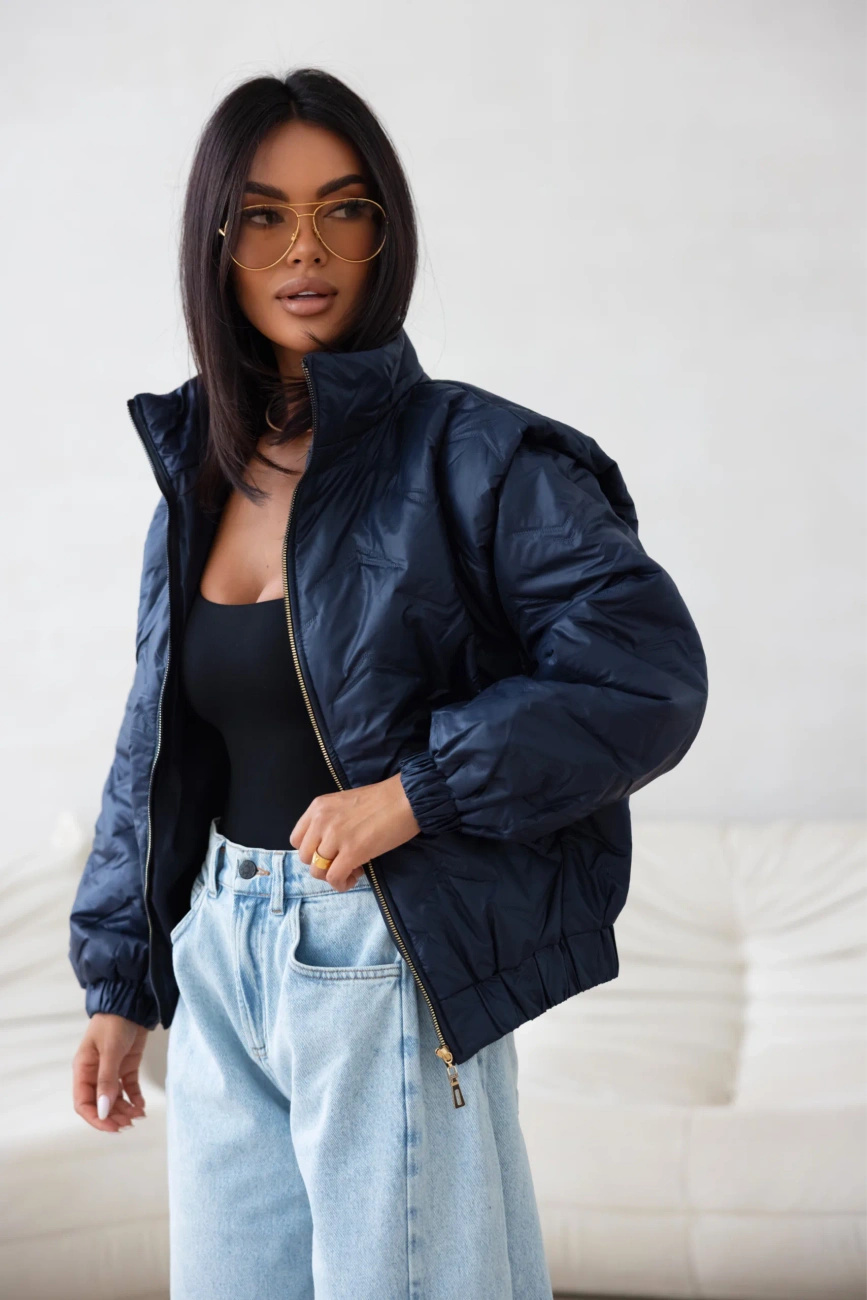Kurtka pikowana oversize Camila granatowa