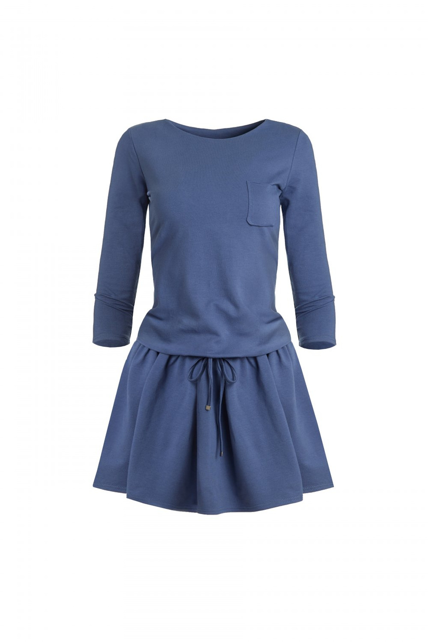 Sportowa Anette Krótka Niebieska Sukienka Rozkloszowana Na Co Dzień