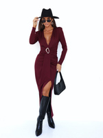 ELEGANCKA DOPASOWANA SUKIENKA MAXI Ava bordowa