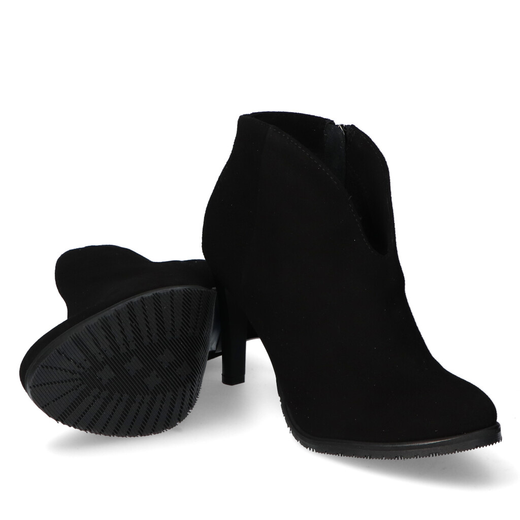 Polskie botki skórzane zamszowe czarne B361