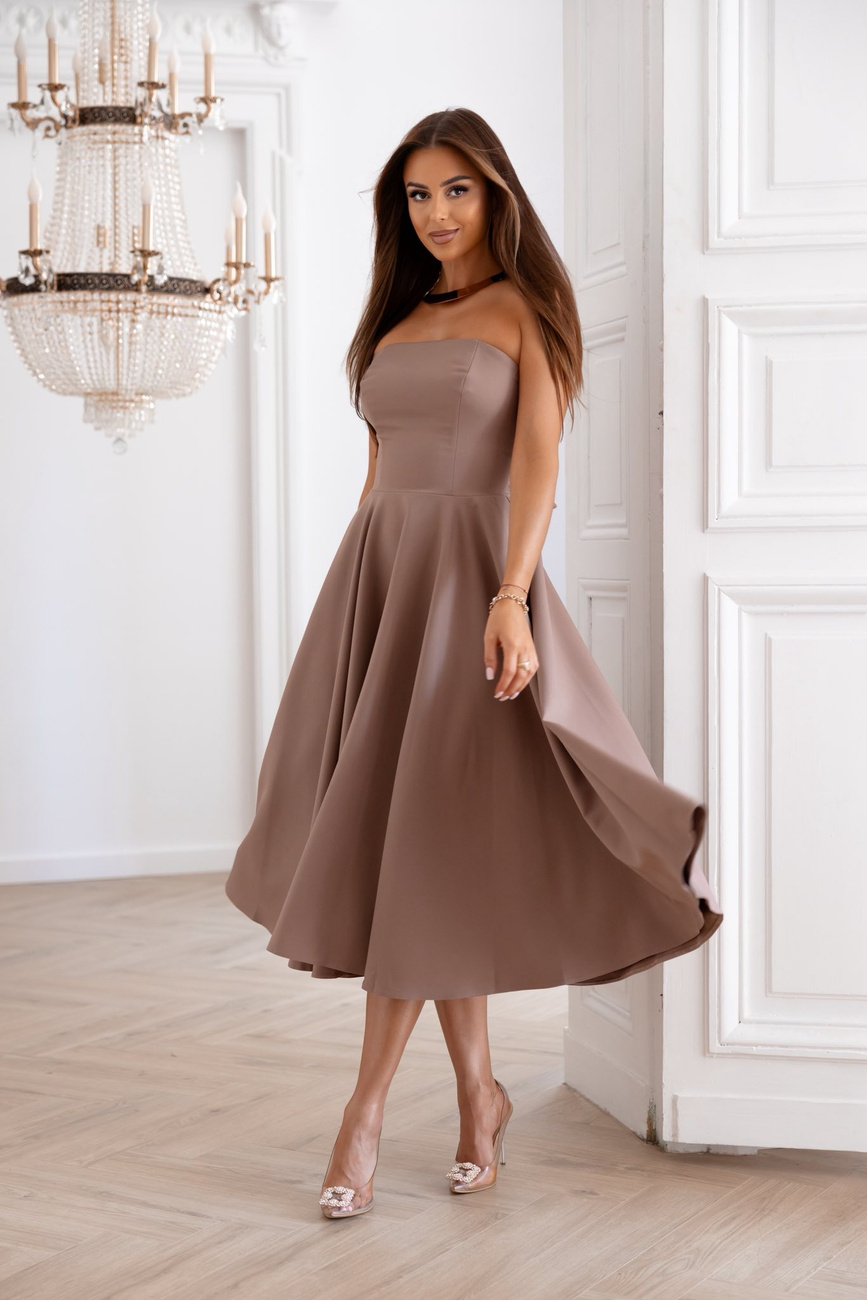 Elegancka gorsetowa midi Sukienka Asti fango