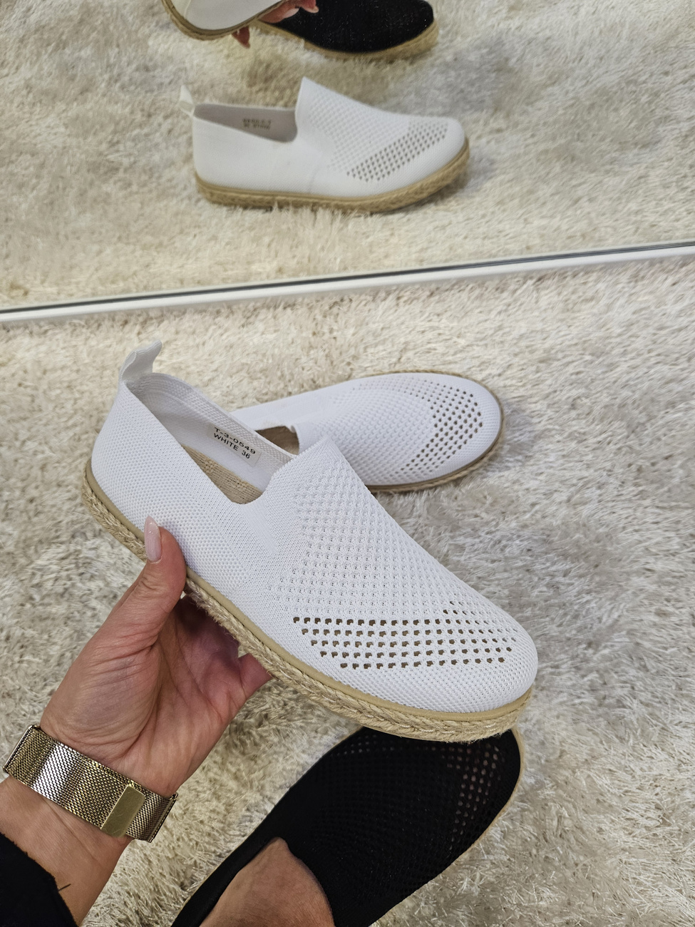 Damskie espadryle płaski obcas białe