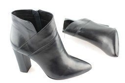 Botki damskie na szpilce Czarne skórzane ocieplane eleganckie