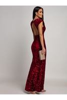 Elegancka Maxi Sukienka cekinowa Cavessa  bordowy