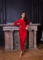 Elegancka koronkowa  Maxi Sukienka dopasowana Midnight Lace czerwony