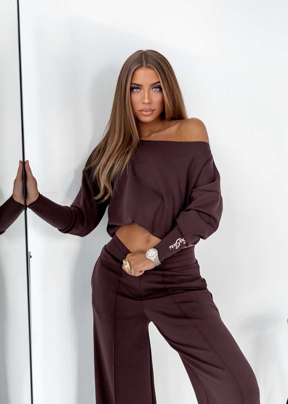 Dwuczęściowy dres damski oversize VIKI  polska produkcja czekoladowy 