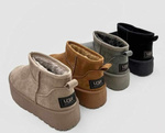 Botki ŚNIEGOWCE Lea  ultra mini na platformie- beige