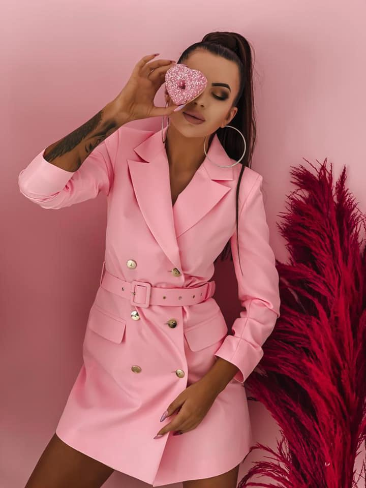 Sukienko Marynarka Long - różowy