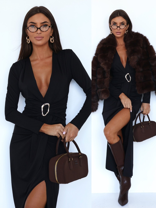ELEGANCKA DOPASOWANA SUKIENKA MAXI Ava czarna