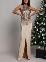 ELEGANCKA SUKIENKA MAXI Z CEKINAMI Iman  Złota