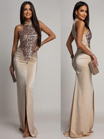 ELEGANCKA SUKIENKA MAXI Z CEKINAMI Iman  Złota