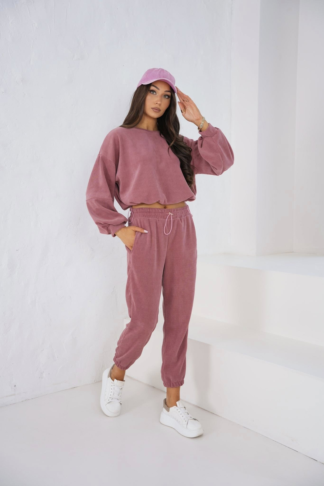 Komplet dresowy  2w1 PRĄŻKOWANY LION różowy