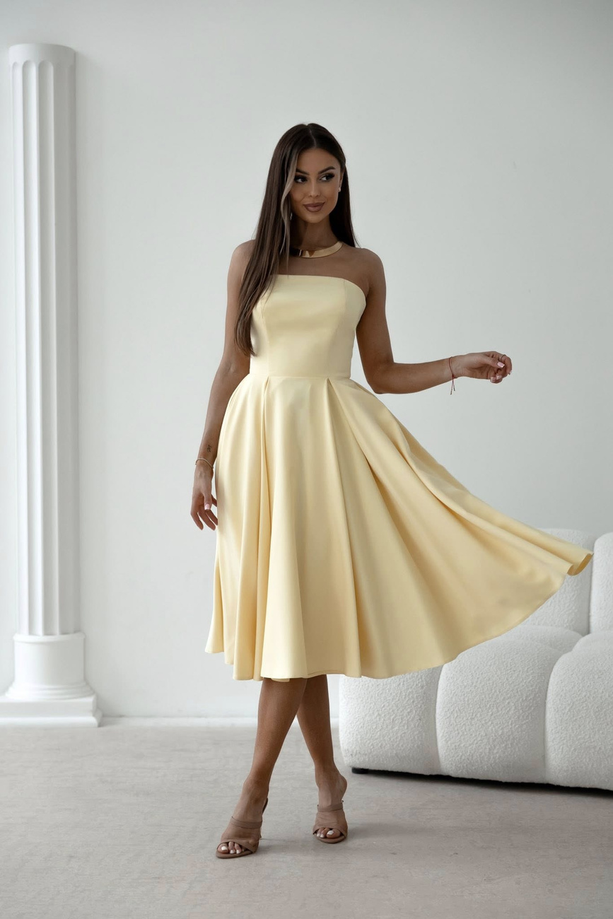 Elegancka gorsetowa midi Sukienka Anabel żółty