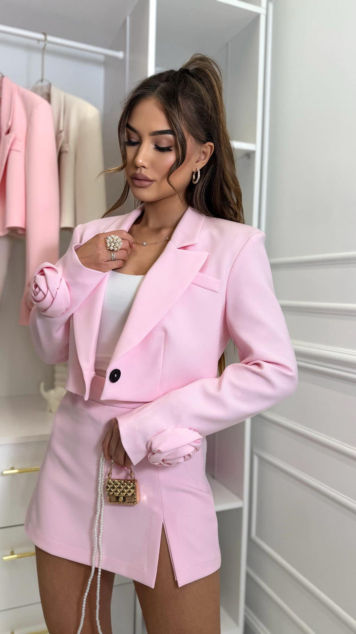 Spódnico-spodenki mini z rozcięciem  Rose różowy