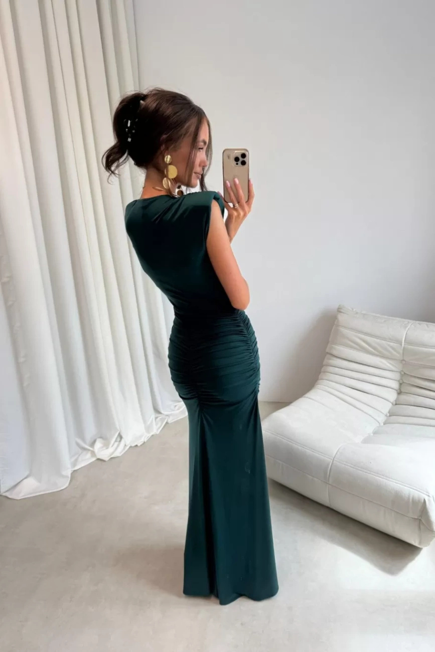Noelia - sukienka maxi w kolorze  butelkowej zieleni