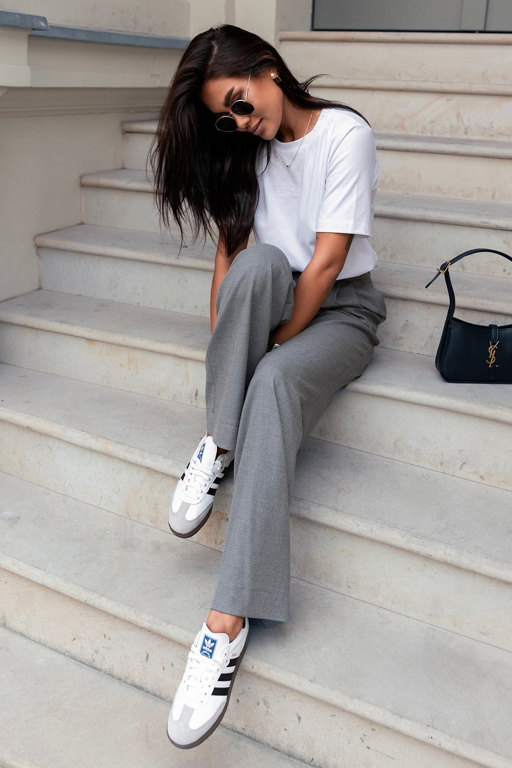 Szare Szerokie Spodnie Z Kieszeniami Fine