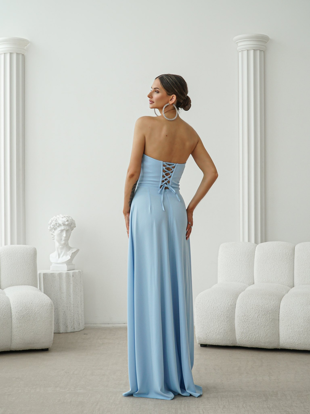 Elegancka Sukienka Maxi wieczorowa  Pola błękitna