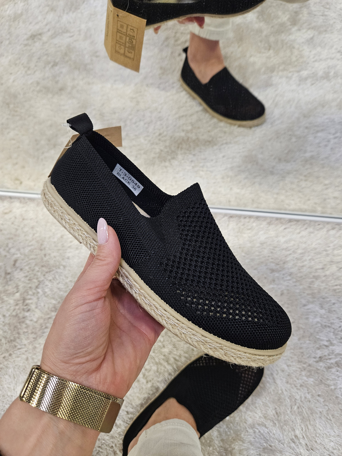 Damskie espadryle płaski obcas czarne 